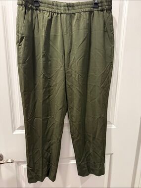Everlane 100% Wool Olive Green Cropped Elastic-Waist Women's Pants